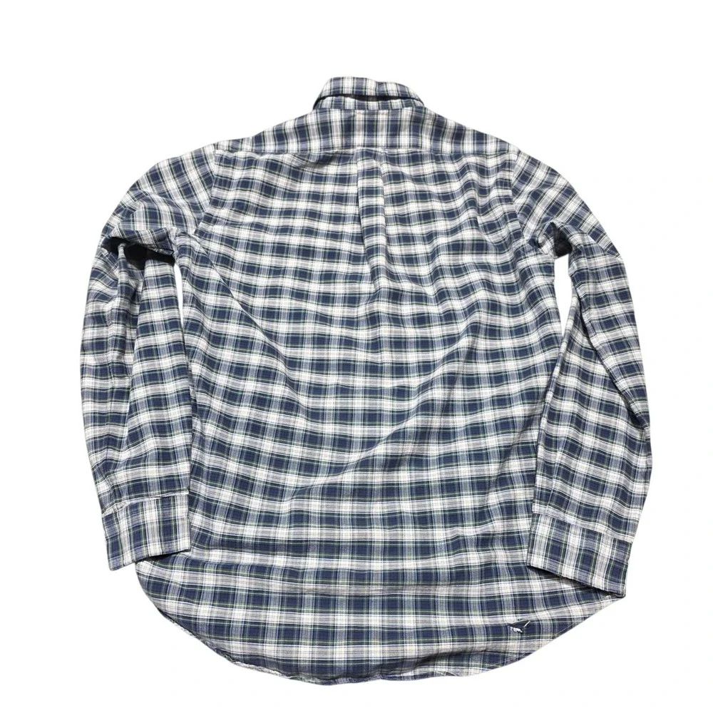 Ralph Lauren Button Down Shirt Mens Medium Blue Plaid Custom‎ Fit Long Sleeve